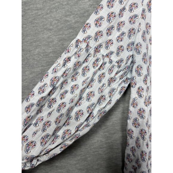 J. Jill Womens White Paisley Print Button-Front Cotton Blouse Size L - Picture 3 of 7